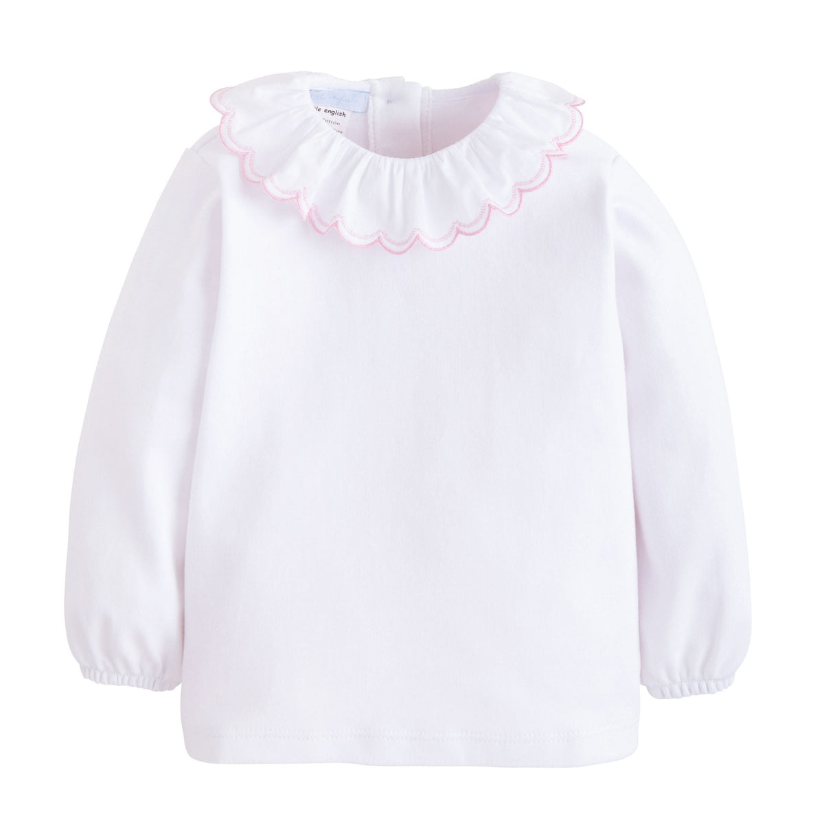seguridadindustrialcr classic chidlrens clothing girls white long sleeve blouse with white and pink ruffled collar