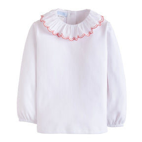 seguridadindustrialcr classic childrens clothing girls white long sleeve blouse with ruffled white and red collar