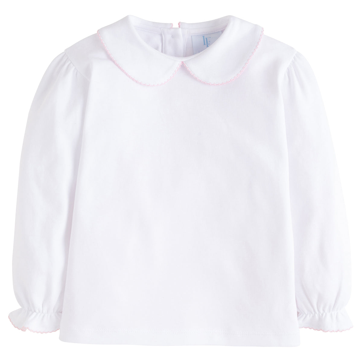 seguridadindustrialcr classic childrens clothing girls whit blouse with peter pan collar and pink picot trim