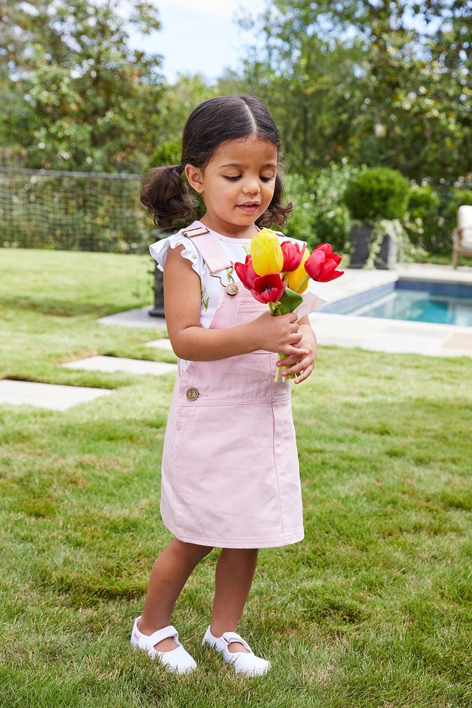 Little Girl's Ruffle Sleeve Tank Top and Overall Dress