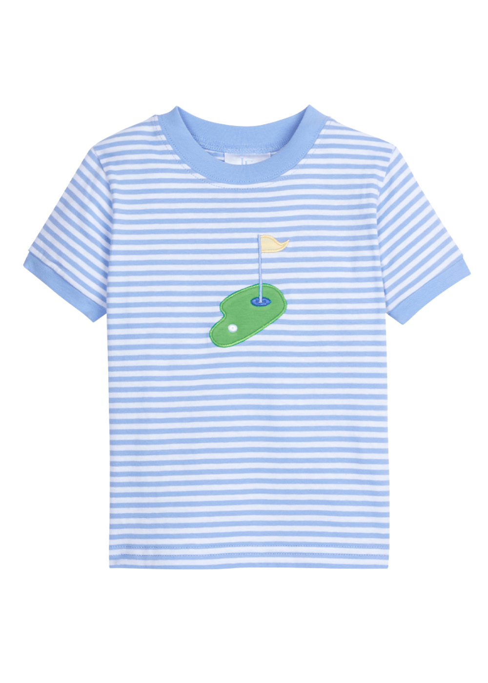 seguridadindustrialcr boy's blue stripe applique t-shirt with golf green applique