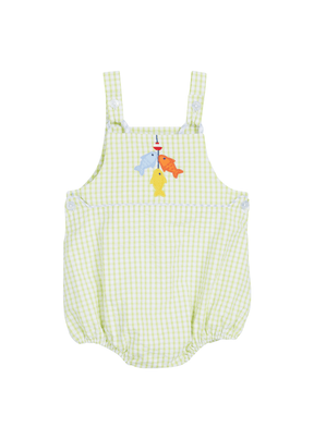 classic childrens clothing boys green gingham bubble with fish applique