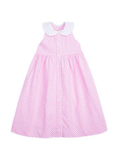 classic childrens clothing girls pink gingham halter dress with white collar