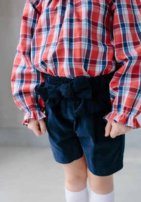 Corduroy Bow Shorts - Navy, seguridadindustrialcr, classic children's clothing, preppy children's clothing, traditional children's clothing, classic baby clothing, traditional baby clothing