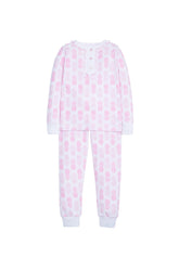 classic childrens clothing girls jammies set with pink pineapple pattern