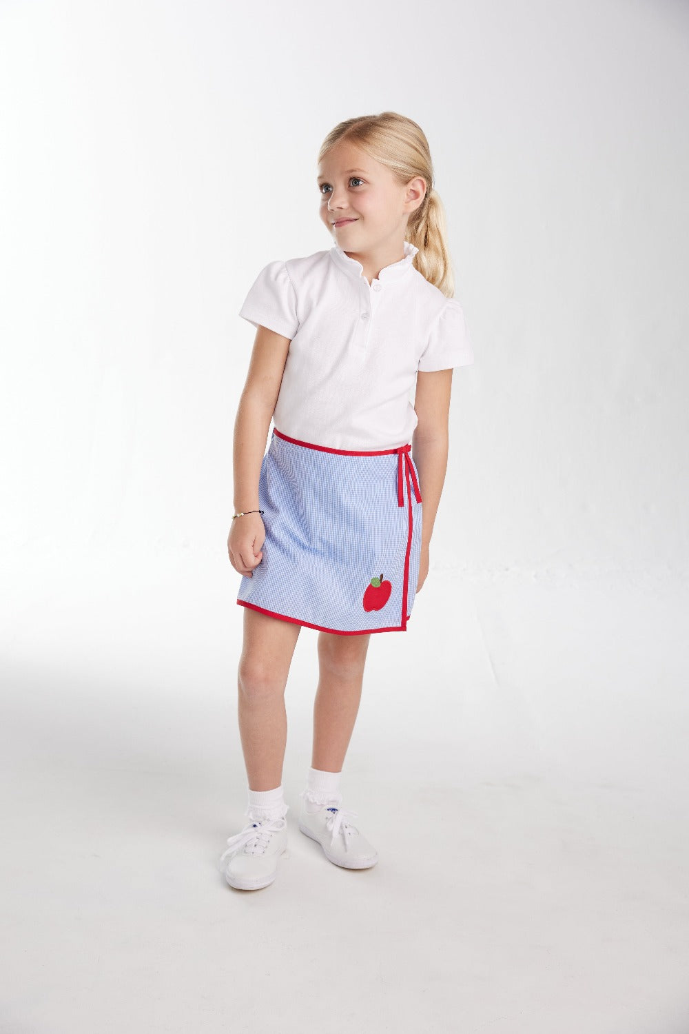 seguridadindustrialcr girl's ruffled polo shirt, white knit