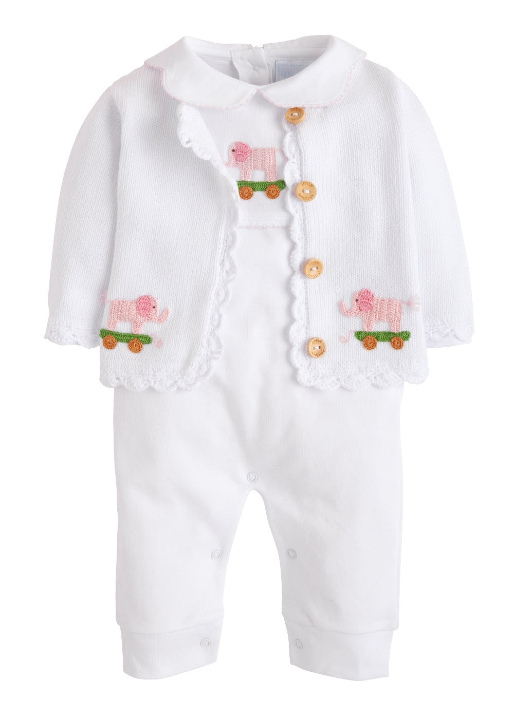 seguridadindustrialcr traditional baby clothing, signature crochet playsuit with pink elephant for baby girl