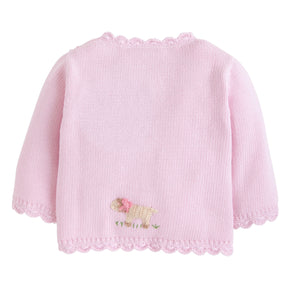 seguridadindustrialcr signature crochet sweater for baby girl, traditional pink sheep crochet sweater for baby girl