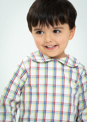seguridadindustrialcr little boy's traditional plaid peter pan shirt 