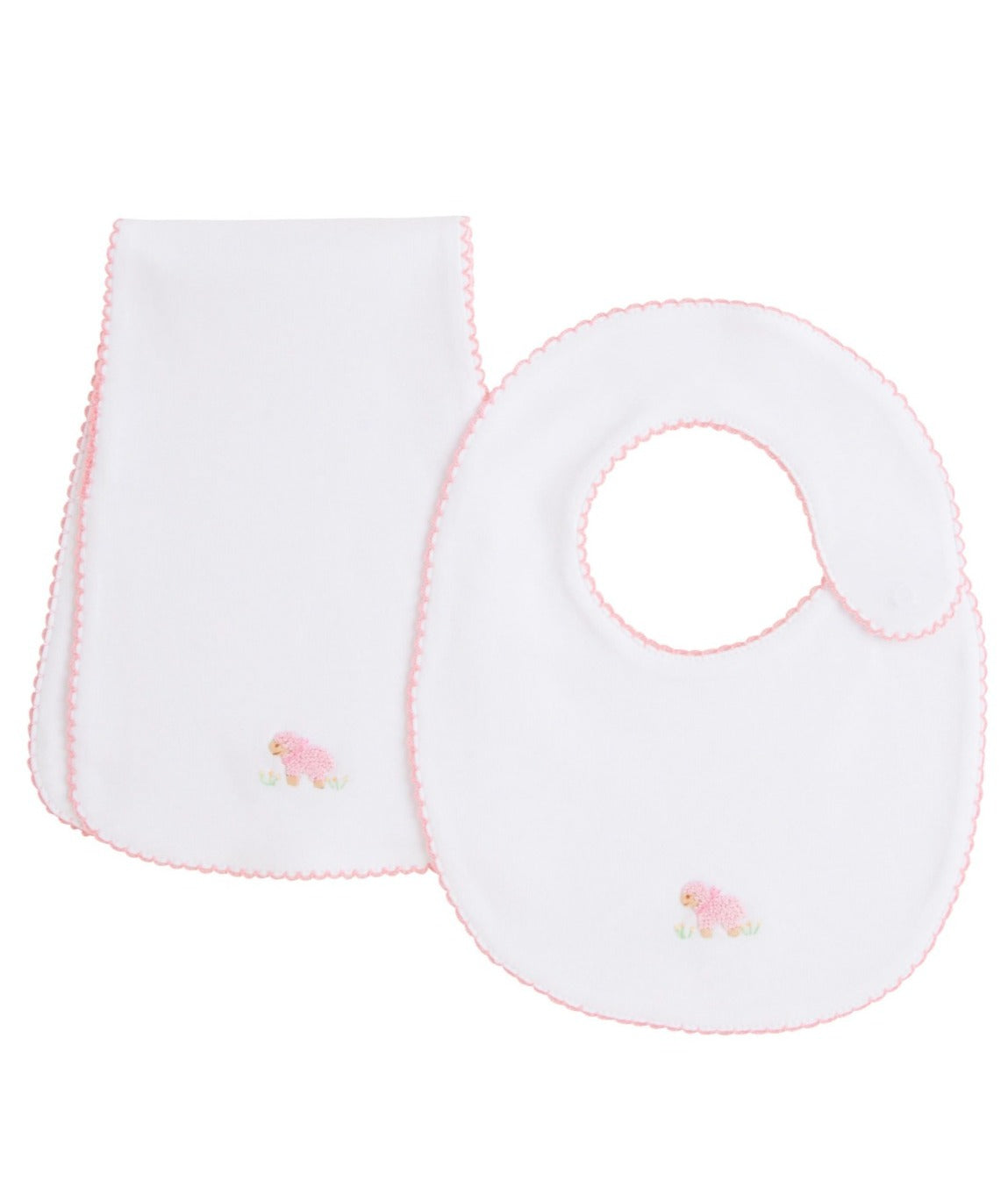 Pinpoint Bib N' Burp Set-Girl Sheep, seguridadindustrialcr, classic children's clothing, preppy children's clothing, traditional children's clothing, classic baby clothing, traditional baby clothing