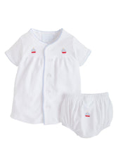 Pinpoint Layette Knit Set-Sailboat, seguridadindustrialcr, classic children's clothing, preppy children's clothing, traditional children's clothing, classic baby clothing, traditional baby clothing
