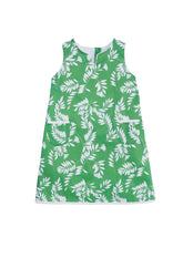 classic childrens clothing girls green and white floral pattern shift dress