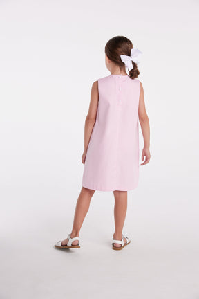 classic childrens clothing girls shift dress in light pink twill with ric rac trim