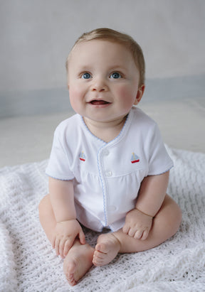 Pinpoint Layette Knit Set-Sailboat, seguridadindustrialcr, classic children's clothing, preppy children's clothing, traditional children's clothing, classic baby clothing, traditional baby clothing