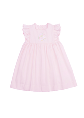 classic childrens clothing girls dress in pink with ruffle sleeves and embroidered bunny