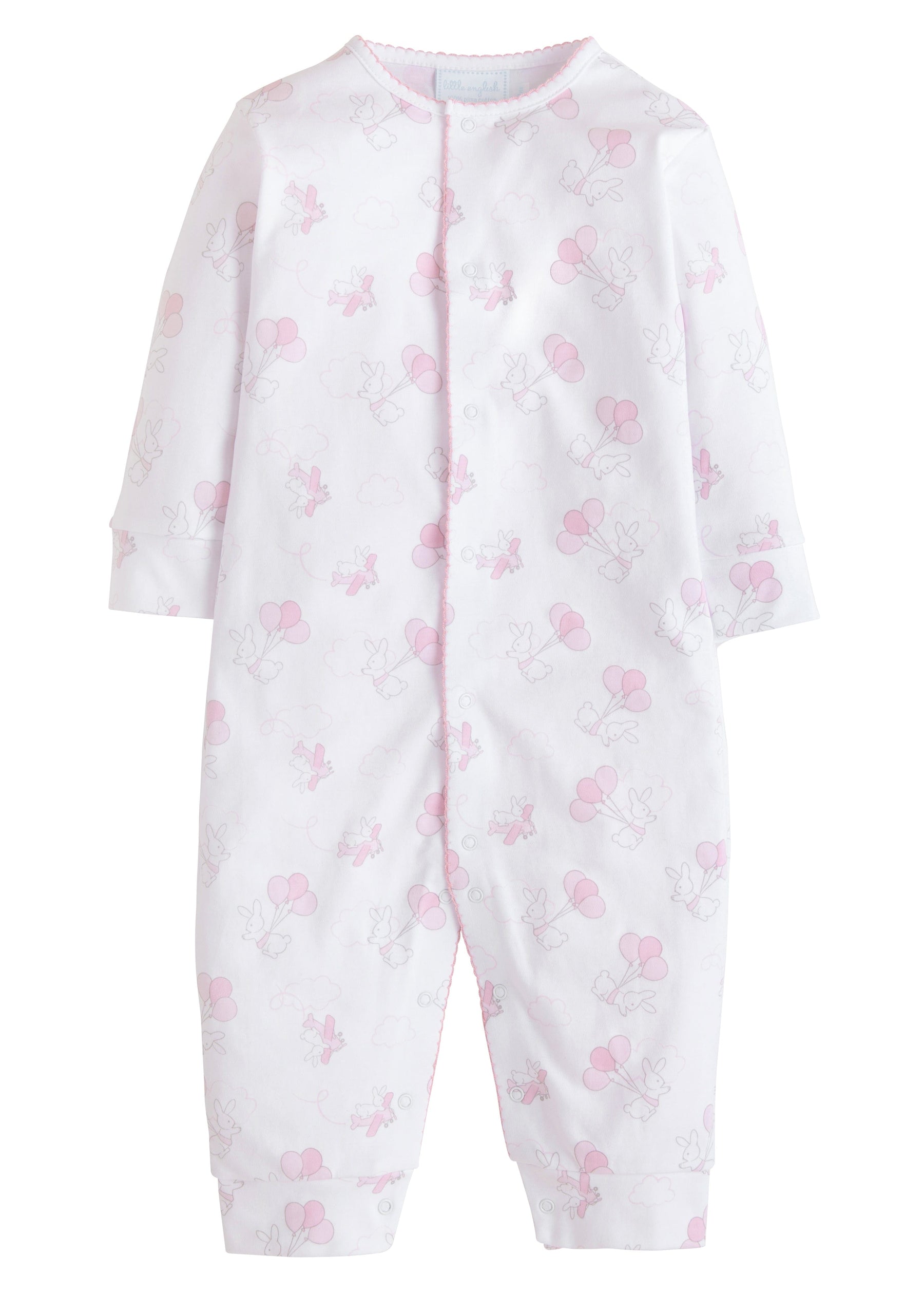 Printed Romper - Pink Flying Bunny