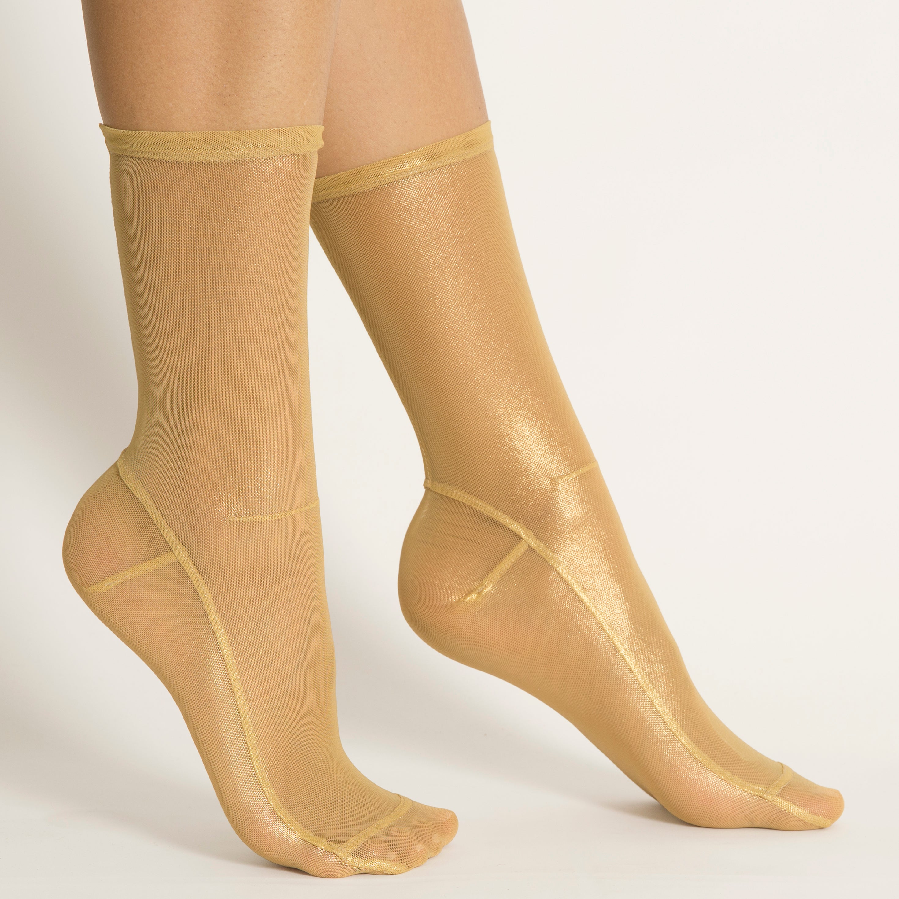 Darner Light Gold Foil Mesh Socks