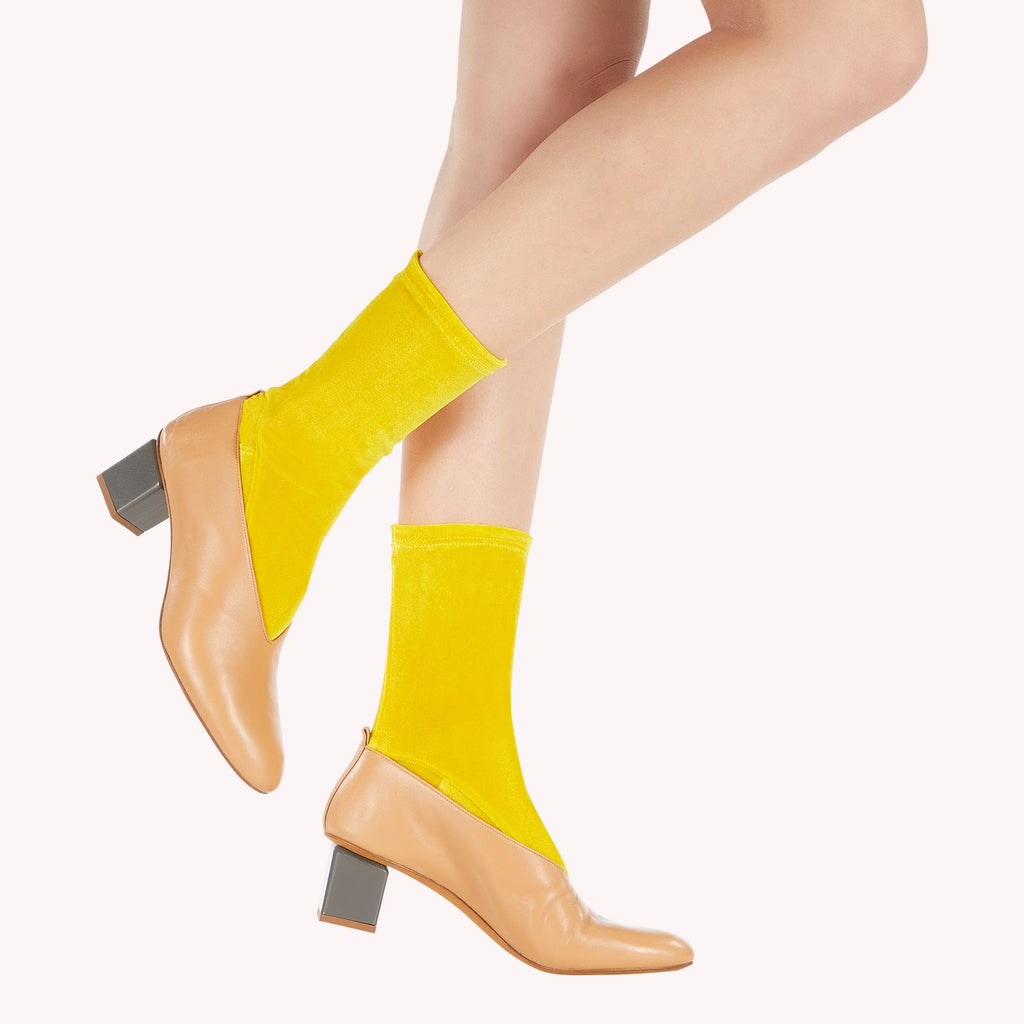 mustard yellow velvet shoes