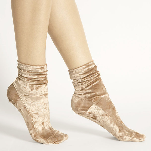 Darner Beige Crushed Velvet Socks – Darner Socks