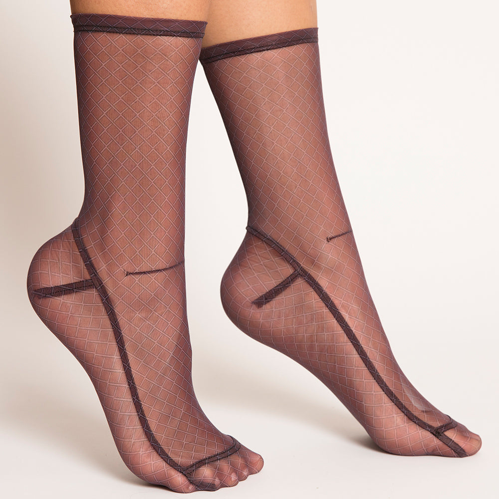 Darner Socks Mini Black Fishnet, Black