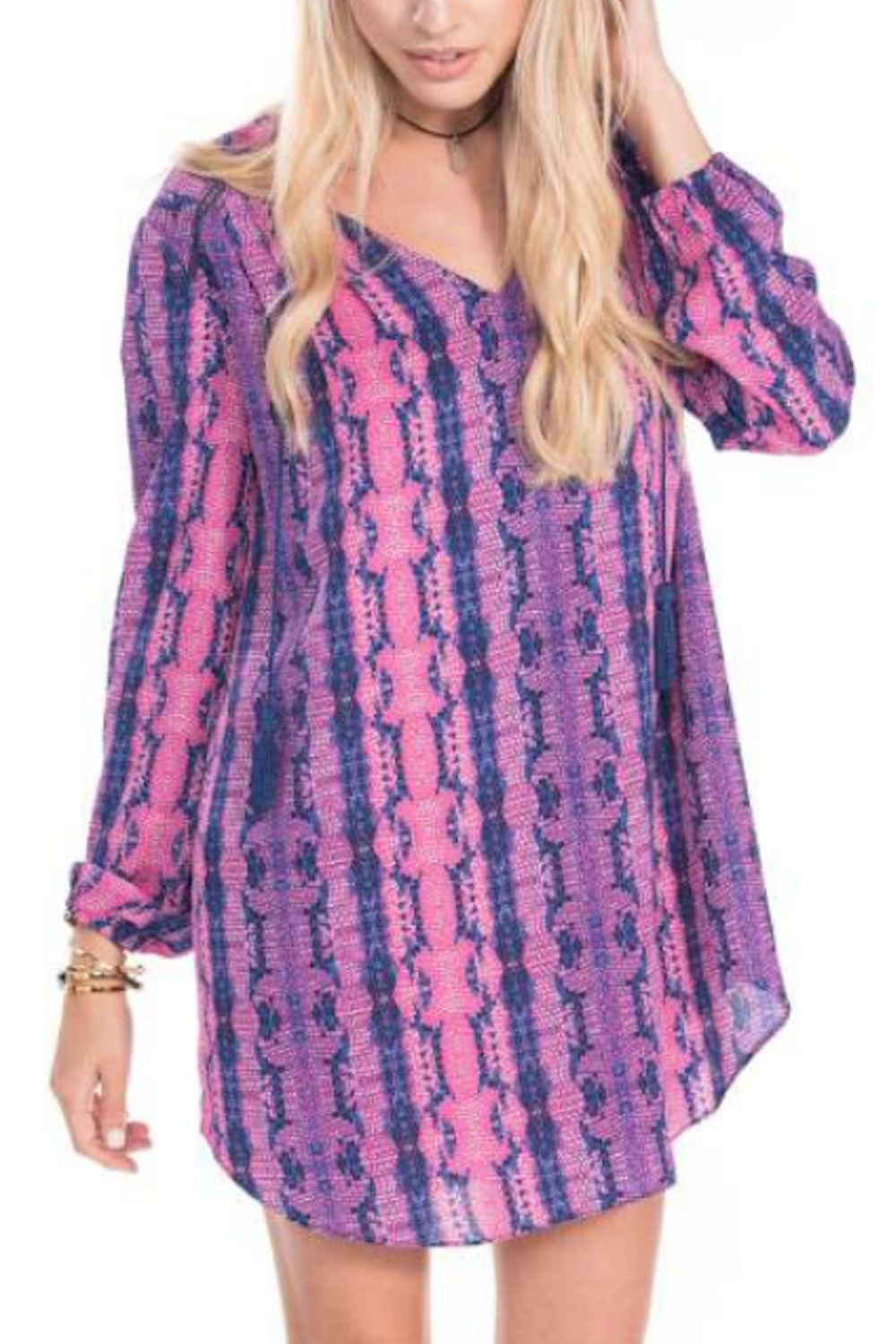 purple snake print dress
