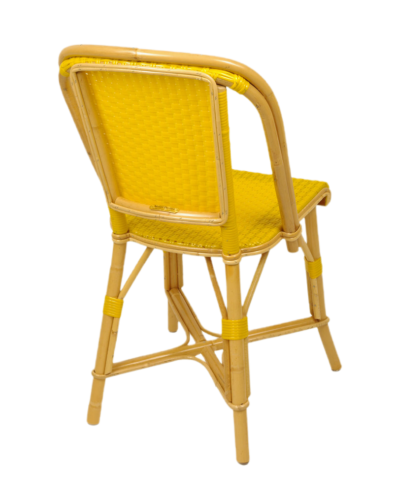 yellow rattan chair