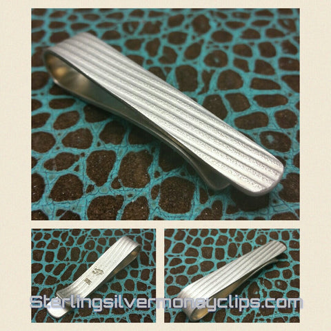 Skinny Textured Stripe Ultra Thick 925 935 Argentium Sterling Silver money clip
