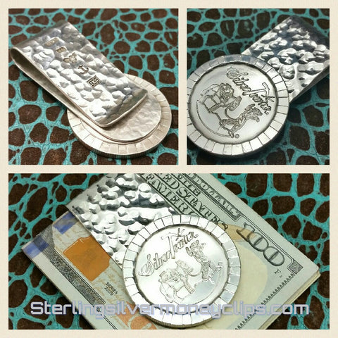 Hammered Poker Chip Bullion 925 935 Argentium Sterling Silver money clip