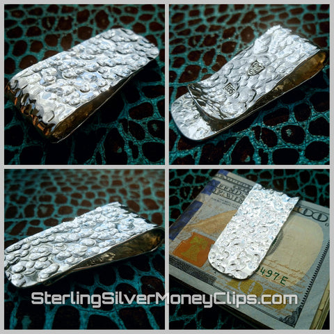 Double Hammered Classic 925 935 Argentium Sterling Silver money clip