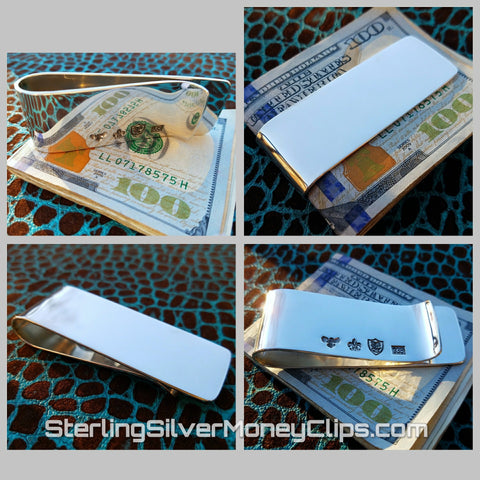 Sleek Full Fold big 925 935 Argentium Sterling Silver money clip