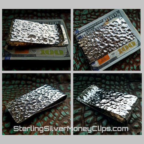 Hammered Full Fold big 925 935 Argentium Sterling Silver money clip