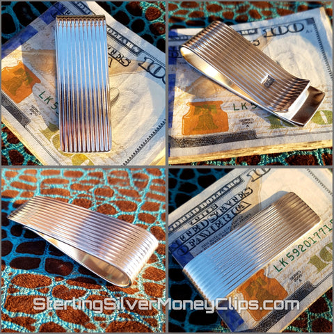 Simple Stripe Classic 925 935 Argentium Sterling Silver money clip