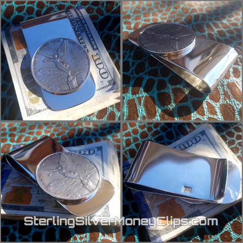 Sleek Mexican 2015 Libertad Full Fold 925 935 Argentium Sterling Silver money clip