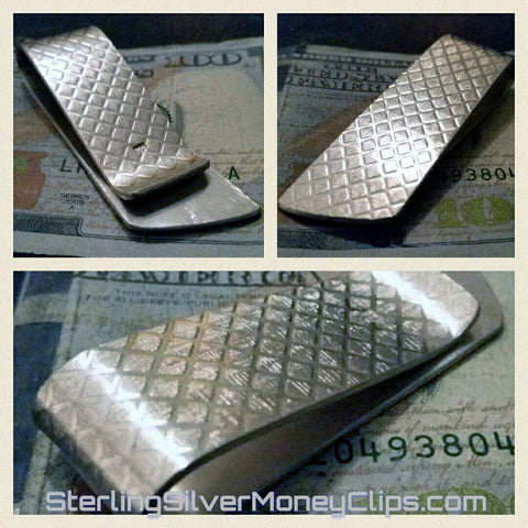 Diamond Grip Diagonal Edge Classic 925 935 Argentium Sterling Silver money clip