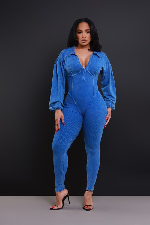 Baddie Mineral Washed Corset Jumpsuit