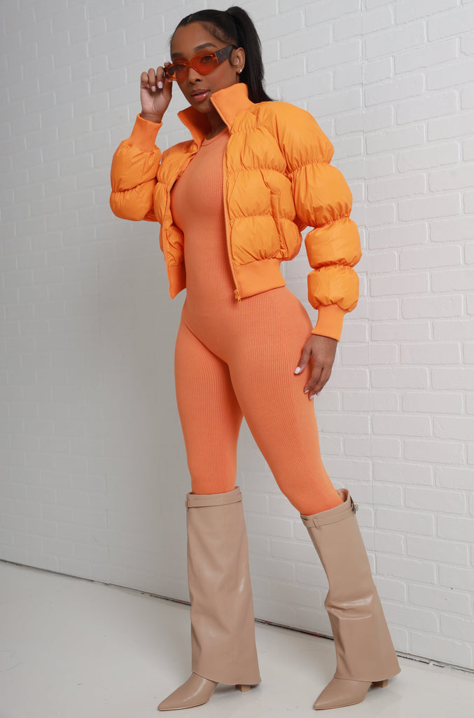 About That Snatched Sleeveless Jumpsuit - Orange