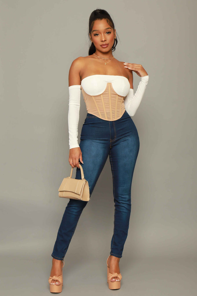 She Knows Cropped Corset Top - Nude - grundigemergencyradio