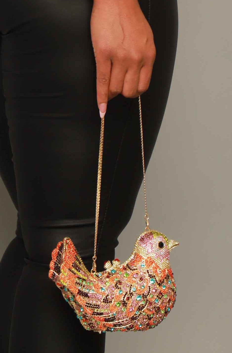 Birds Of Paradise Rhinestone Clutch Purse - Gold Multicolor - grundigemergencyradio