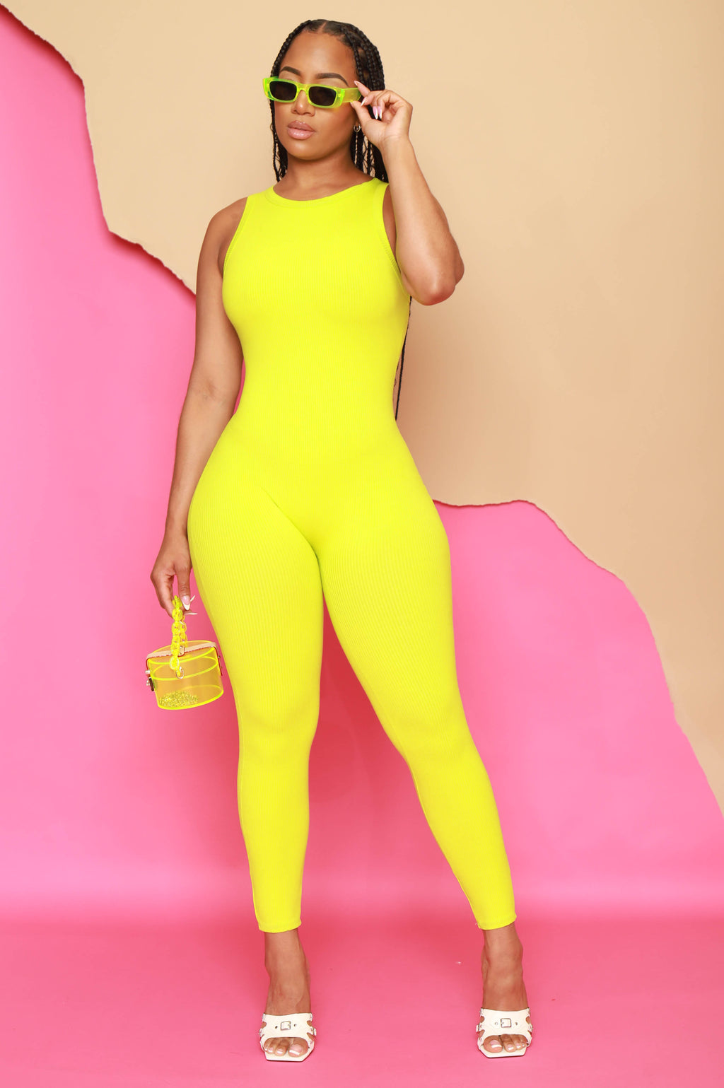 About That Snatched Sleeveless Jumpsuit -  Lime - grundigemergencyradio