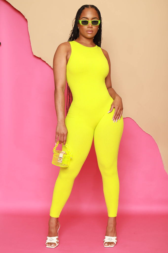 About That Snatched Sleeveless Jumpsuit -  Lime - grundigemergencyradio