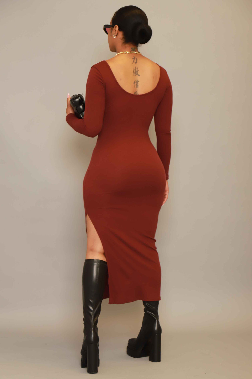 Good Love Scoop Neck Midi Dress - Merlot - grundigemergencyradio