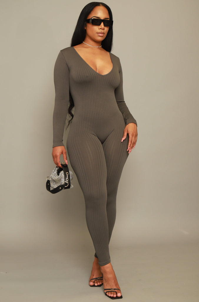 Out Of Body Seamless Jumpsuit - Charcoal - grundigemergencyradio