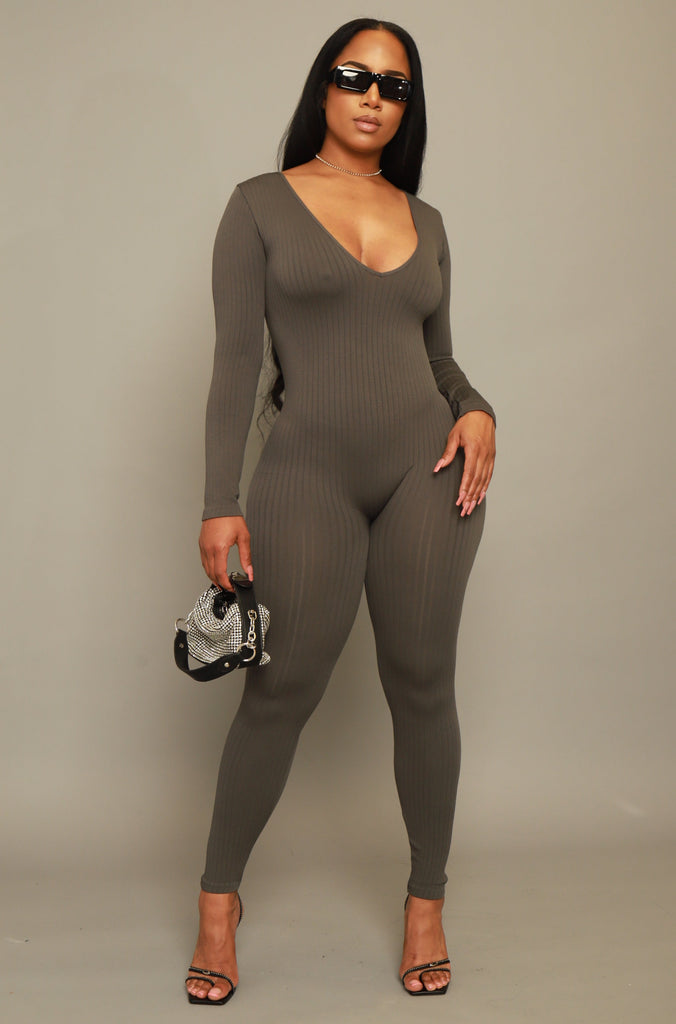 Out Of Body Seamless Jumpsuit - Charcoal - grundigemergencyradio