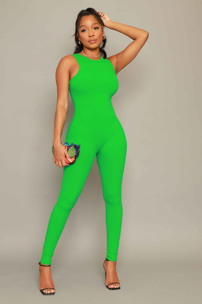 About That Snatched Sleeveless Jumpsuit - Kelly Green - grundigemergencyradio