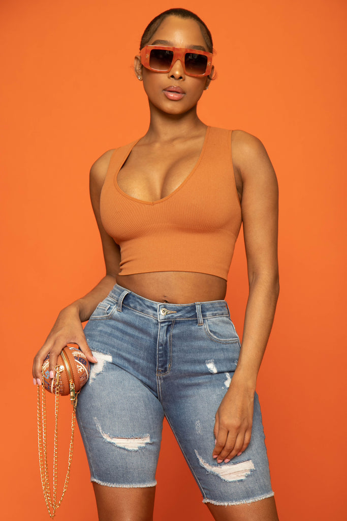 Get Into It Ribbed Crop Top - Copper - grundigemergencyradio