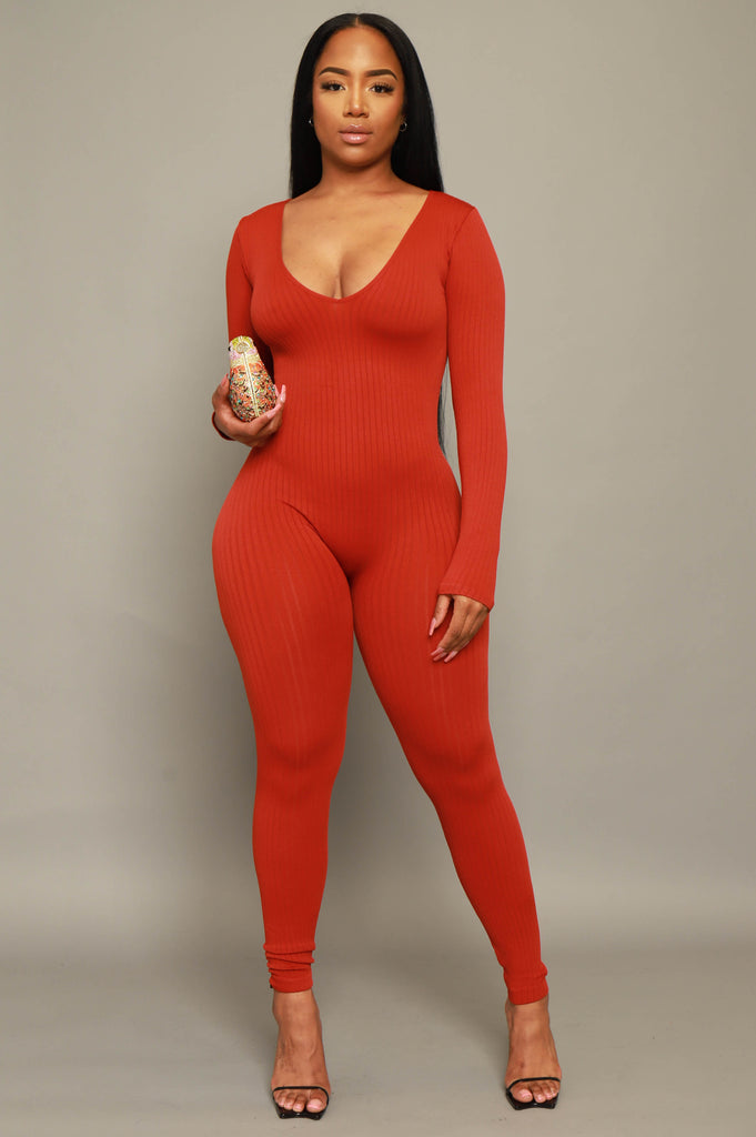 Out Of Body Seamless Jumpsuit - Rust - grundigemergencyradio