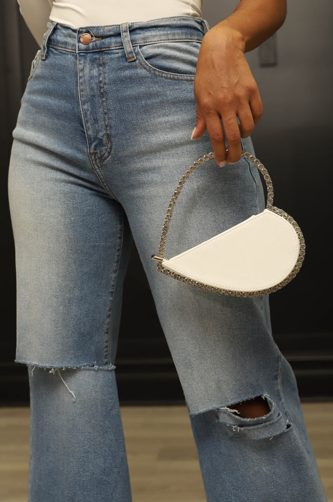 Heart Of Stone Faux Leather Clutch - White - Swank A Posh