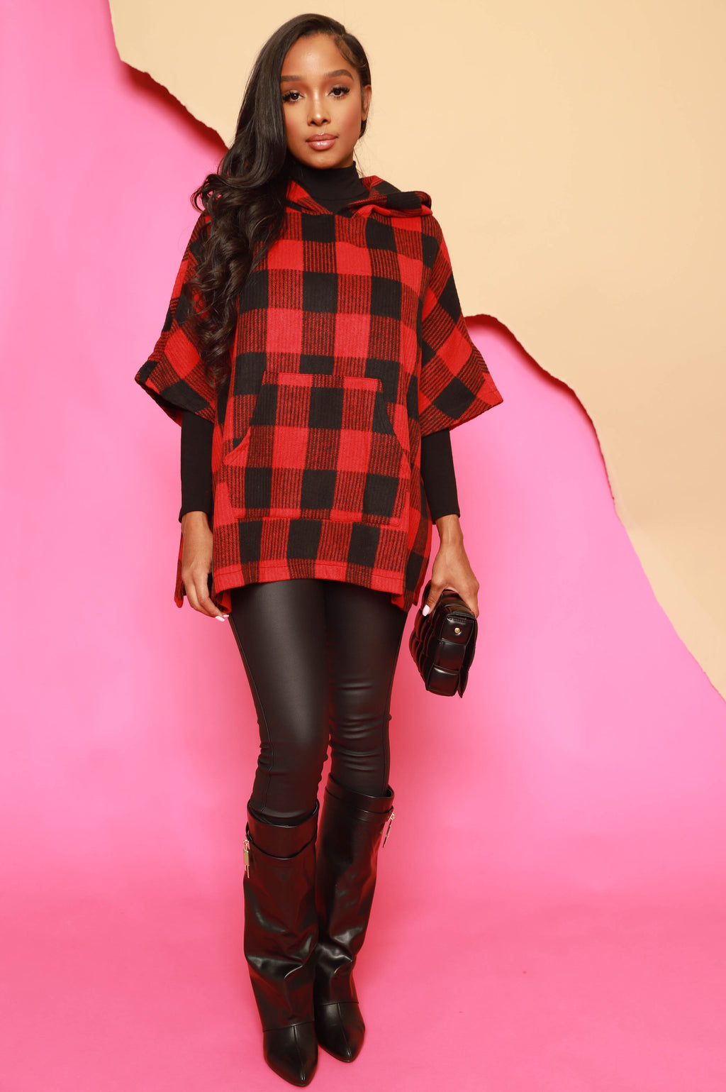 Campgrounds Flannel Hooded Poncho - Red/Black - grundigemergencyradio