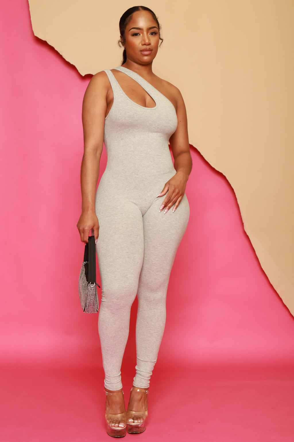 Number One Sleeveless Jumpsuit - Heather Grey - grundigemergencyradio