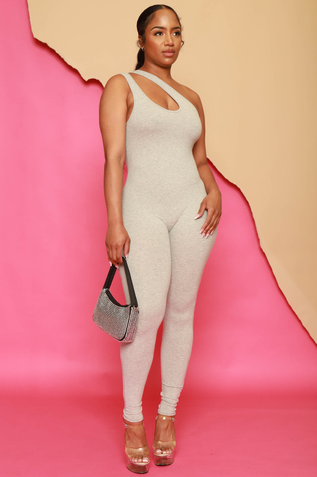 Number One Sleeveless Jumpsuit - Heather Grey - grundigemergencyradio